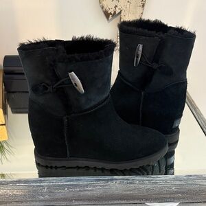 Women's UGG Black Suede Wedge Boots